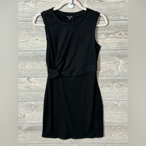 Sugarlips Wild One Front Twist Knit Dress Black Size Small Mini LBD - Picture 7 of 11